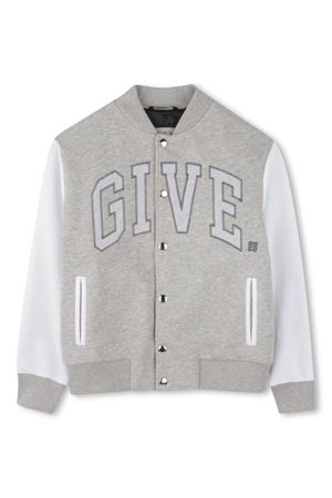 Bomber in misto cotone grigio chiaro GIVENCHY KIDS | H30702A01